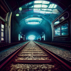 Fototapeta na wymiar The haunted train station - AI Render