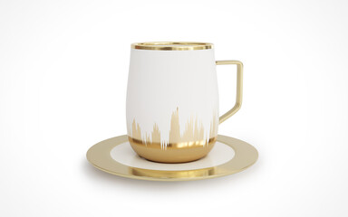 Lux golden coffee mug isolated