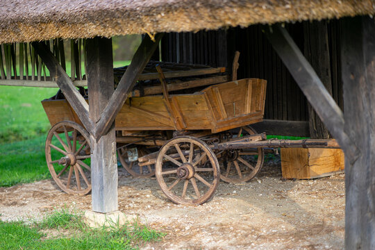 old peasant horse cart central europe, without horse