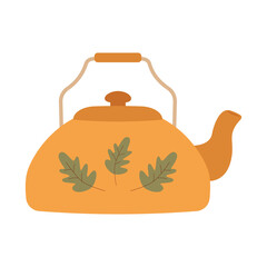 Cute teapot or kettle decorative ceramic.Vector illustration cartoon flat style.