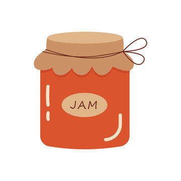 recommend clip art: Cartoon fruit jam in glass jar isolated white background.Vector illustration cartoon flat style