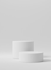3d illustration scene with composition empty step cube pedestal podium for cosmetic product presentation & abstract background. Mockup Geometric shape in white colors. Minimal design empty space...