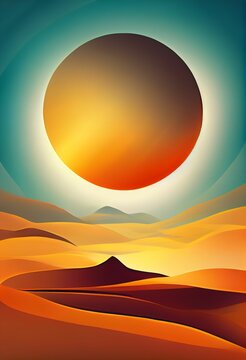 Naklejka Digital AI-generated image of a desert at sunset for wallpapers