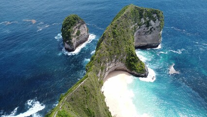 Aerial view of the shore and the sea in Bali, Indonesia