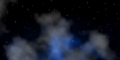 Obraz na płótnie Canvas Dark BLUE vector background with small and big stars.
