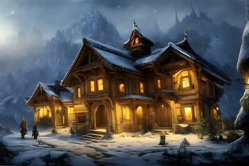 House on rural area 3d render 3d illustration