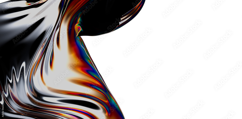 Aufkleber 3D render abstract background. Colorful twisted shapes in motion. Computer generated digital art for poster, flyer, banner