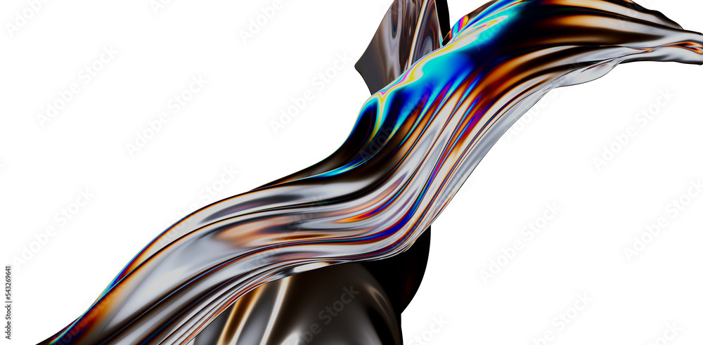 Aufkleber 3D render abstract background. Colorful twisted shapes in motion. Computer generated digital art for poster, flyer, banner