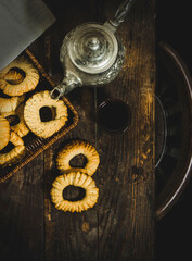 Traditional festive Algerian Kaak  dry cookies ring named 