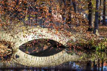 Most w jesiennym parku