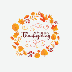 happy thanksgiving creative vector poster with autumn leaves and theme