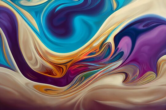 AI-generated image of flowing colorful paint for wallpapers