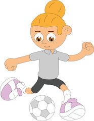 Vector Illustration of the kids playing soccer (football)