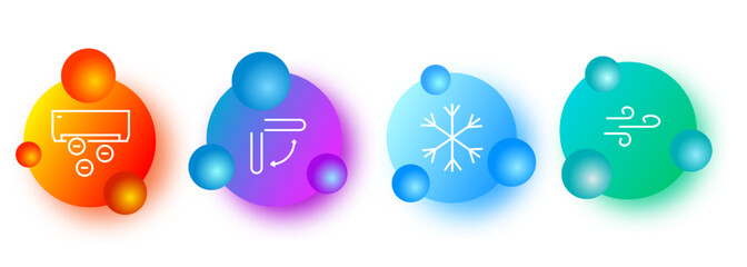 Fototapeta premium Climate control icon set. Air conditioning, cooling, temperature, comfort, clean air, blades. Climate control concept. Gradientstyle. Vector line icon for business
