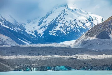 Crédence de cuisine en verre imprimé Aoraki/Mount Cook Belle scène du glacier Tasman et du mont Cook en Nouvelle-Zélande