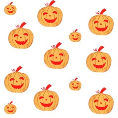 Funny pumpkins Halloweens element on white background 