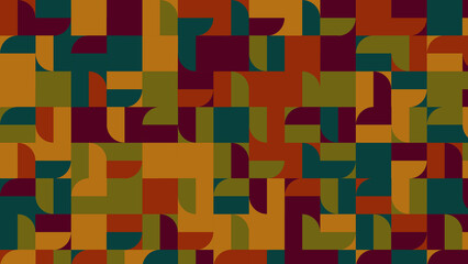green, orange and yellow geometric pattern, seamless wallpaper for fabric, tile, tablecloth