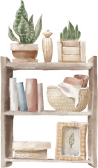 Old book shelf illustration