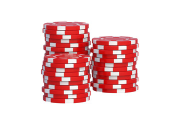 Stack of casino chips isolated on white background. 3d render