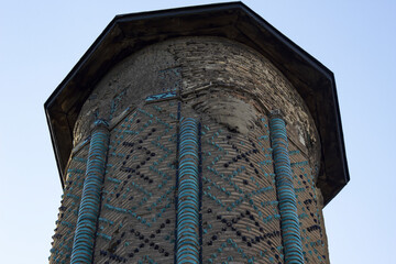 Fototapeta Perfect harmony of every part of the minaret made of brick - Konya obraz