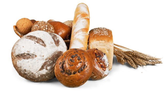 Bread bakery,  loafs of bread on backgorund