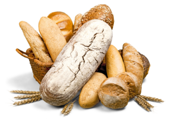 Fresh homemade bread set isolated on white background