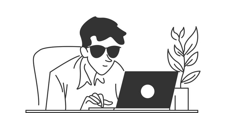 black and white programer illustration vector