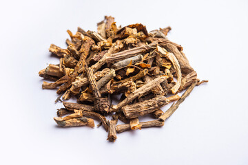 dried Giloy or Guduchi or Tinospora cordifolia stems. indian ayurvedic medicine