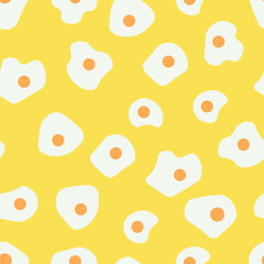 Vector seamless image of eggs with yolk. Print textiles and vinyl.