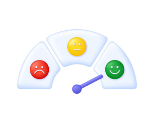 3D Feedback emotion scale illustration. Reviews with good and bad rating. Feedback in the form of emotions.
