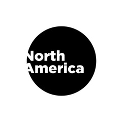 North America continent name typography. North America icon.