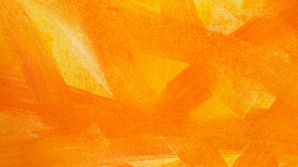Orange paint strokes drawn with brush as background, top view
