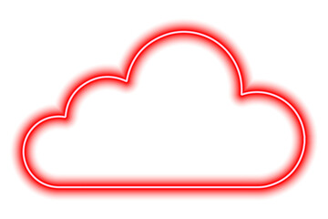 Red neon cloud isolated on white. Linear contour. Weather
