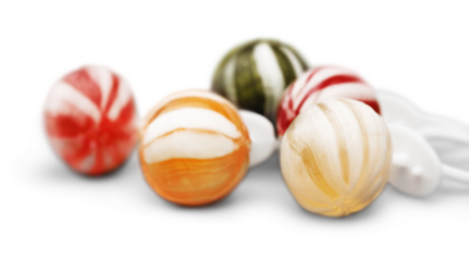 Assortment of colorful candies on white background