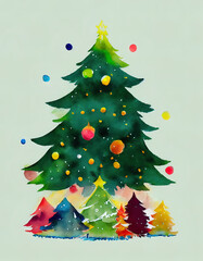 christmas, tree, holiday, christmas tree, xmas, decoration, gift, celebration, winter, present, december, design, green, illustration, season, new, year, ai