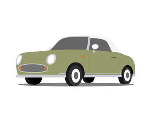 Retro car isolated vector with simple colors without gradients and effects. Retro car vector illustration can be used as a symbol and print.