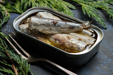 Can of sardines in olive oil
