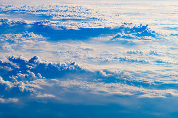 View from airplane to clouds