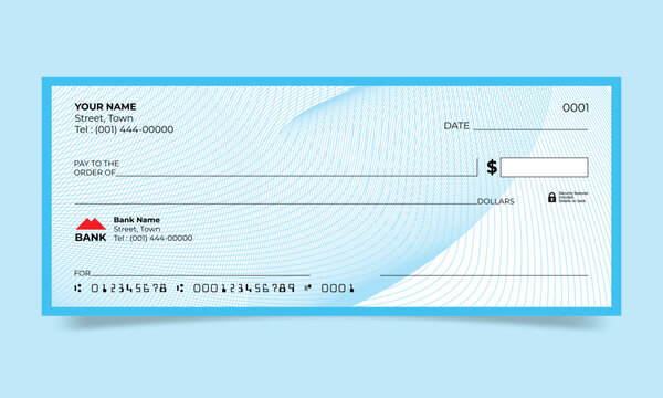 Blank Bank Check, Bank Cheque design with guilloche background