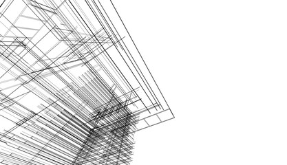 Abstract architectural drawing vector illustration on white background