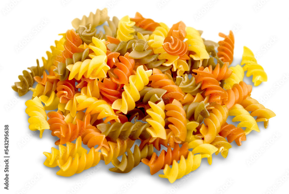 Canvas Prints Organic colorful  pasta isolated on white background