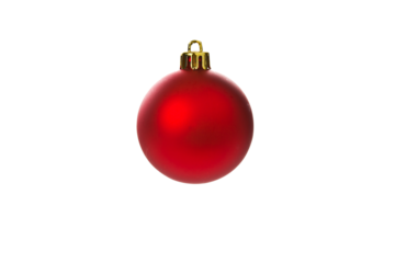 Red Christmas holiday ornament on transparent background