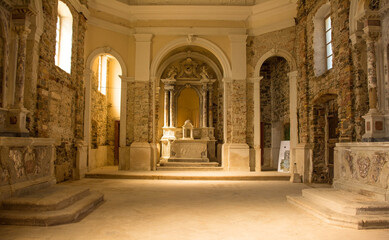 The interior of the historic Our Lady of Health Church in the medieval centre of Piran on the coast...