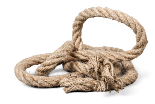 ship rope and knot isolated on white background