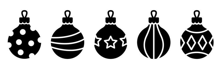 Christmas ornaments. Set of Christmas balls. Vector illustration isolated on white background.