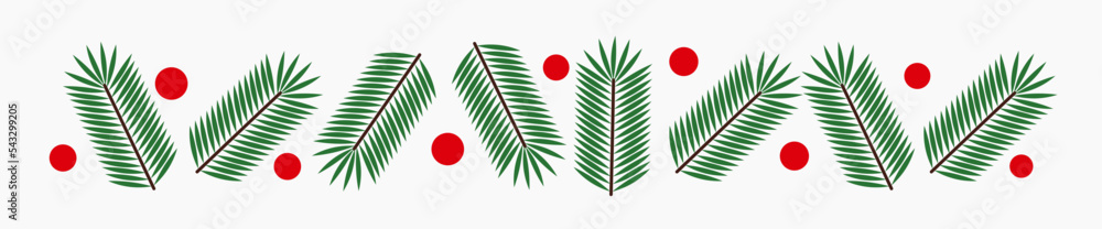 Canvas Prints christmas fir branches and red berries border for design.