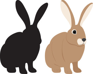 silhouette black rabbit design isolated vector