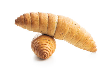Bread roll. Croissant isolated on white background.
