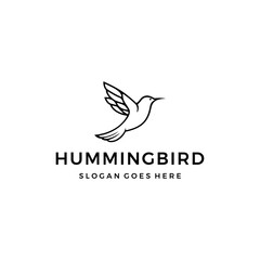 Fototapeta na wymiar Monoline, Outline, Simple, Unique, Colibri, Bird, Hummingbird Logo