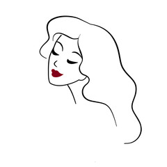 Woman portrait, love yourself. Romantic dreaming girl with curly hair